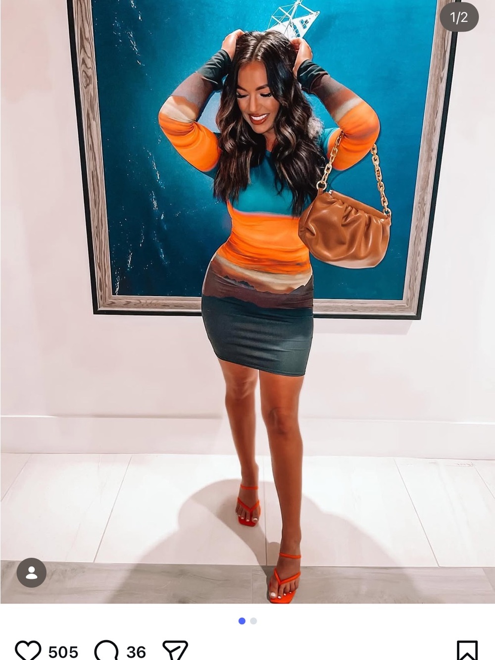 Colorblock Bodycon Mini Dress in Teal and Orange